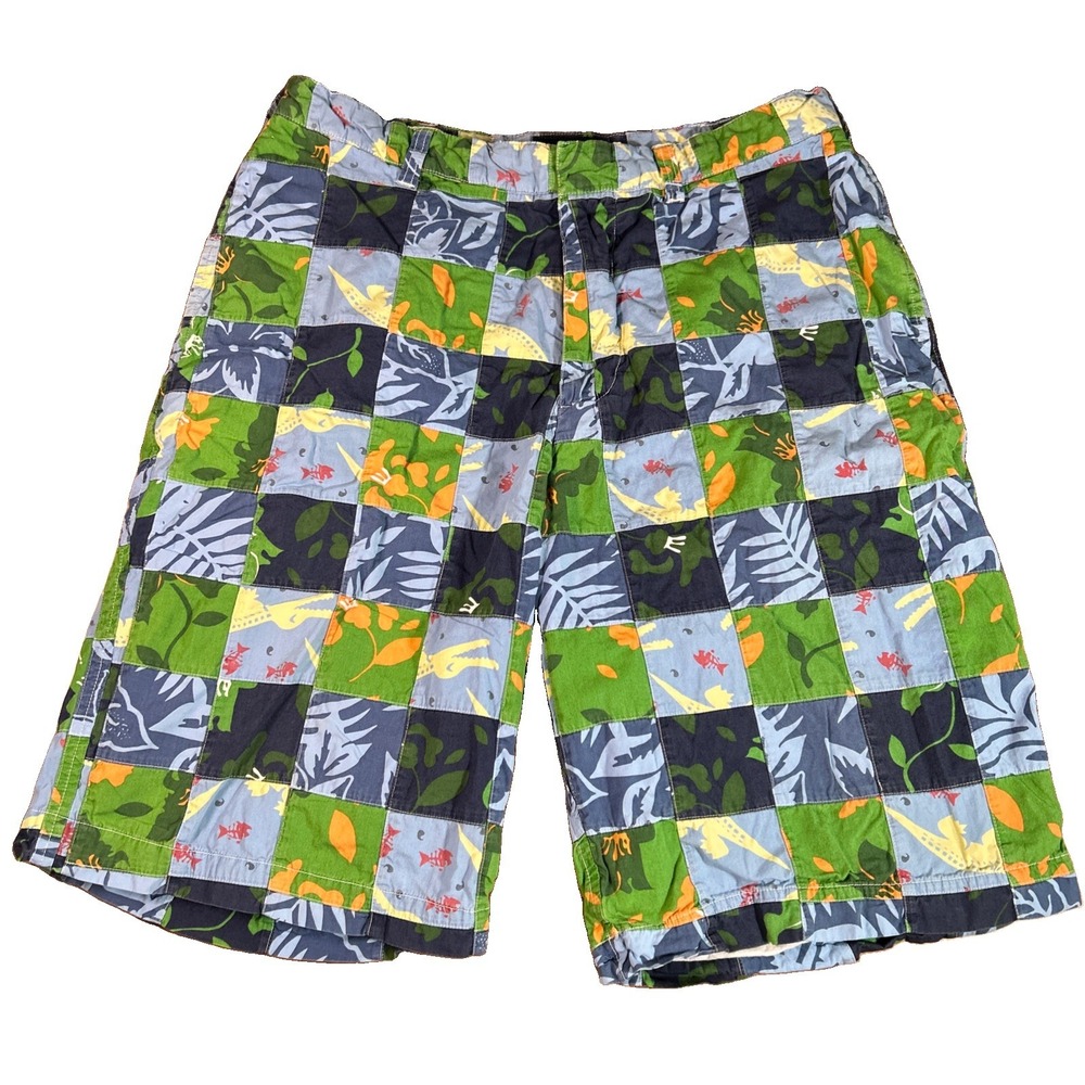 Vintage Abercrombie & Fitch Shorts Men's 34 Quilted Patchwork 11" Y2K Tropical